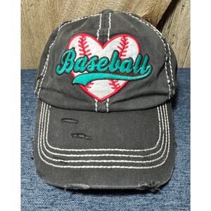 Kbethos Adjustable Cap Distressed Vintage-Washed Design Baseball Heart Patch Hat
